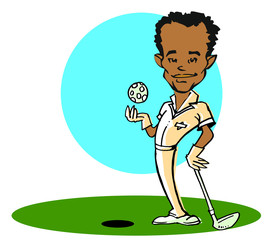 african/american golfer man /clipart