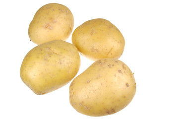 Bunch of Golden Potatoes Isolated on White