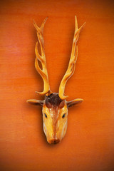 The deer wood vintage object on wood background