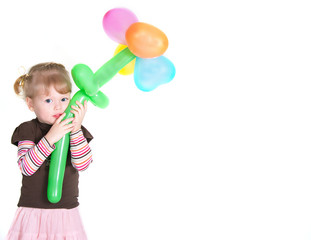 Little girl with baloons flower