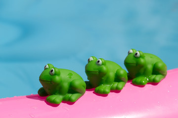 toy frog on an inflatable pool
