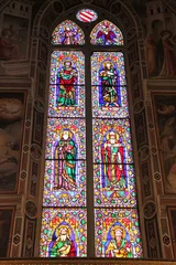 Deurstickers Vitrail de la Basilique Santa Croce à Florence, Italie © Atlantis