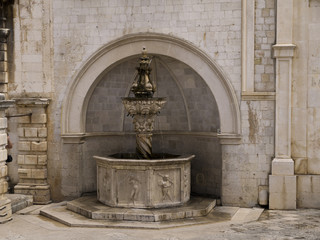 Small Onofrio's fountain in walled city of Dubrovnic Croatia