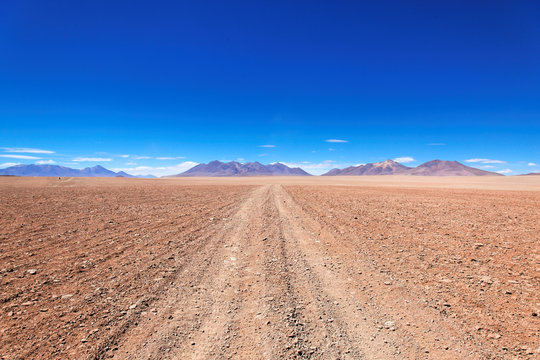 Secluded road in Atacama desert, Bolivia, South America