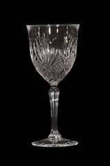 Crystal wine glass on black background