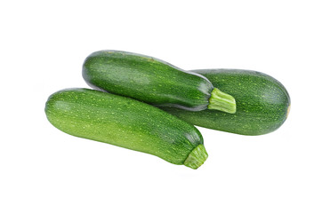 Green vegetable marrow (zucchini), isolated on white background