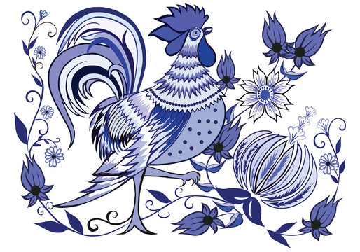 blue rooster