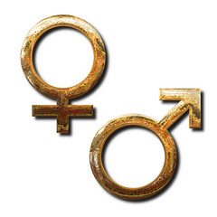 Golden male and female symbols