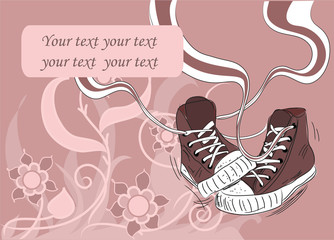 абстрактные тапочки на цветочные фоне