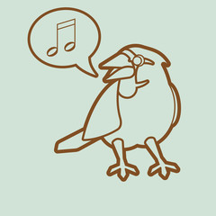 Child hand drawn throstle bird vector background