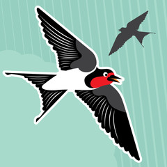 Flying swallows background vector
