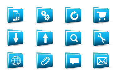 blue vector map icon set