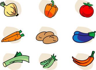Lot of vegetables, vector illustration
