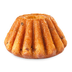 round delicious cake with raisins isolated