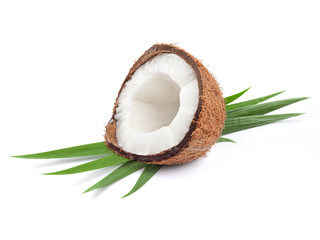 ‘oconut half isolated on white background