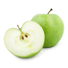 isolated green apple fruit on white background