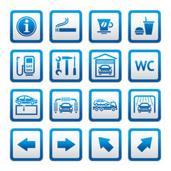 Set pictograms. Car services. Gas station. Symbols