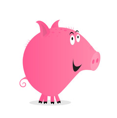 Cute Smiling Pink Pig