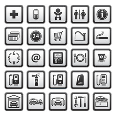 Signs set car services. Symbols, Gas station.