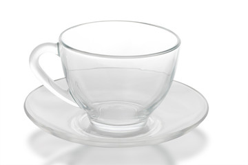 Empty glass teacup is empty