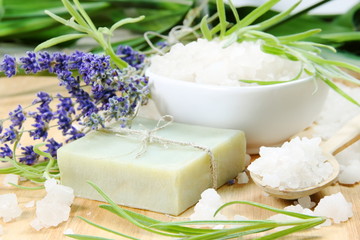 Obraz na płótnie Canvas Herbal Soap with Salt and Herbs
