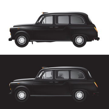 Fototapeta London symbol -  black cab - isolated - businessman - bankers