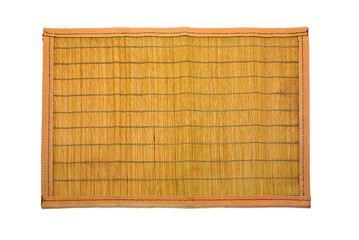 Wooden mat sheathed by the cloth, isolated on white.