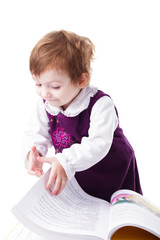 Girl reading isolated