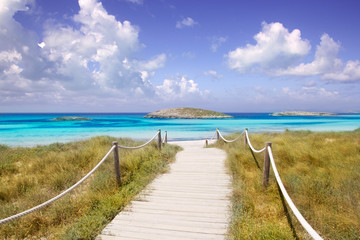beach way to Illetas paradise beach Formentera - obrazy, fototapety, plakaty