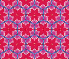 Seamless pattern with flowers, circles and geometric shapes