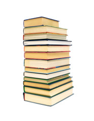 large stack of books isolated on a white background