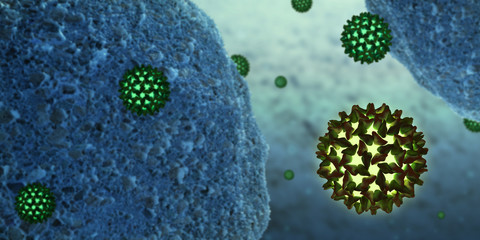 hepatitis B virus close to human cells