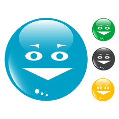 Smile set of colored button glass icon