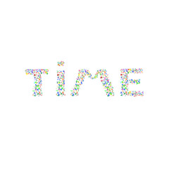 Time word made from many colorful numbers