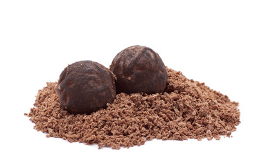 Chocolate trufels isolated on white