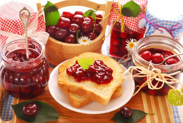 breakfast with cherry preserves