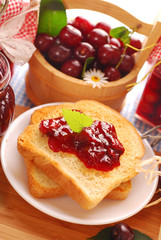 toast with cherry confiture