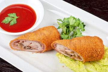 rolls from pork meat