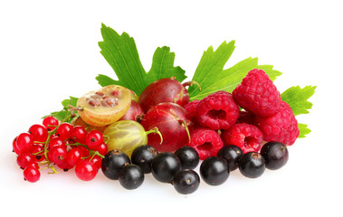 Fresh delicious summer berries isolated on white