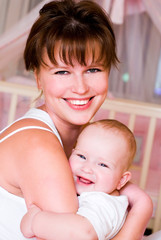 Young mother and baby