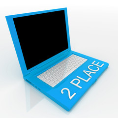 Laptop computer with word 2 place on it