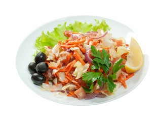 Healthy vegetarian Salad with salmon