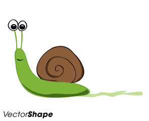 Happy cartoon moving snail leaving trail