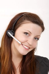 young beuatiful woman with headset