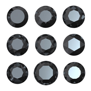 Round black sapphire