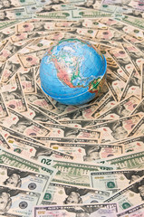 Globe in U.S. dollars. Global Economy