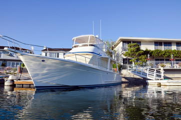 Boat in the bay of Newport Beach, California, USA