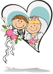 Newlyweds turquoise heart