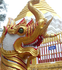 Buddhist temple guardian sculpture