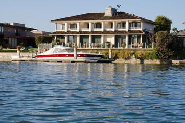 Newport Beach, California, USA, outside of a home.